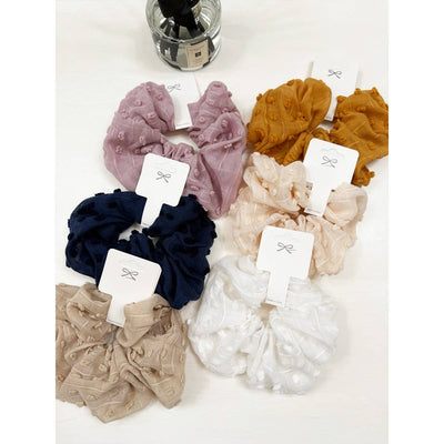 Pompom Textured  Soft Tone Jumbo Scunchie: MIX COLOR / ONE