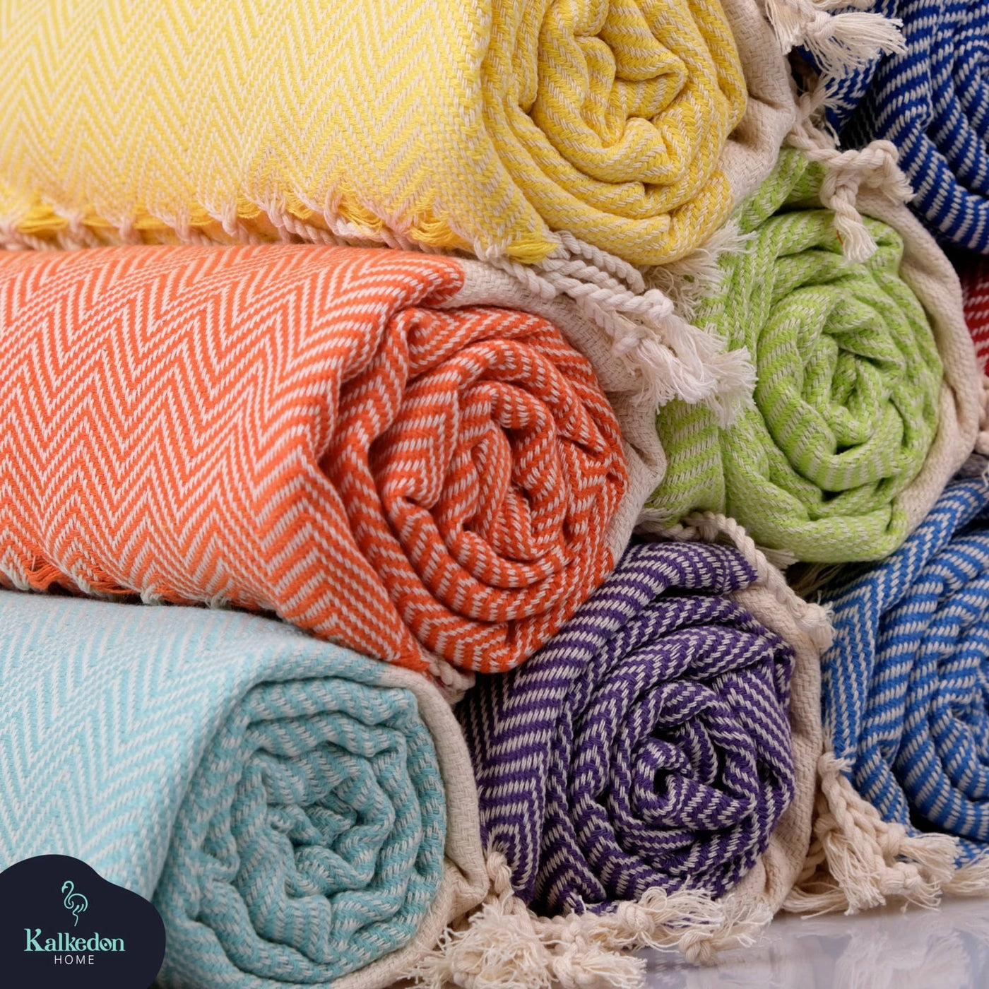 Herringbone Turkish Towel |  Peshtemal: Jean Blue