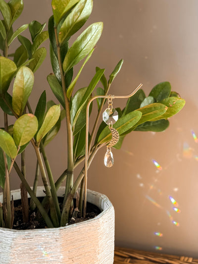 Plant Stake | Suncatcher & Moon Charm | Houseplant Accessory