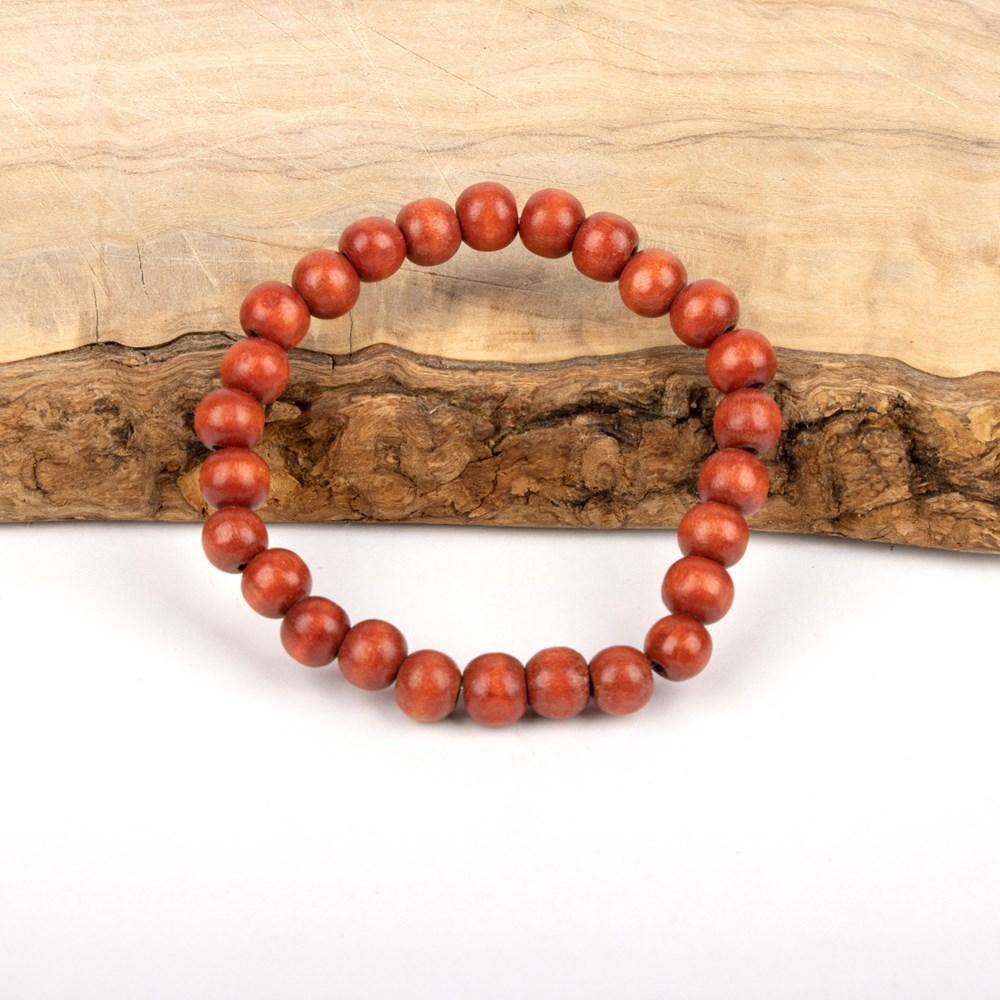 Red Wooden Bead Bracelet