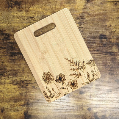 Wild Flower - Engraved Bamboo Cutting Board