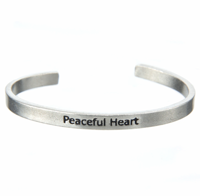 Peaceful Heart Quotable Cuff Bracelet