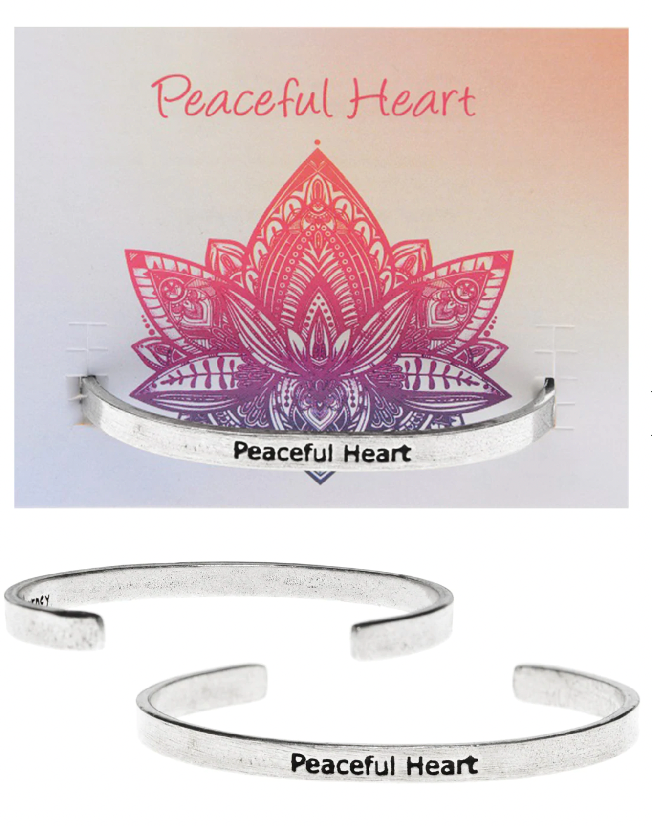 Peaceful Heart Quotable Cuff Bracelet