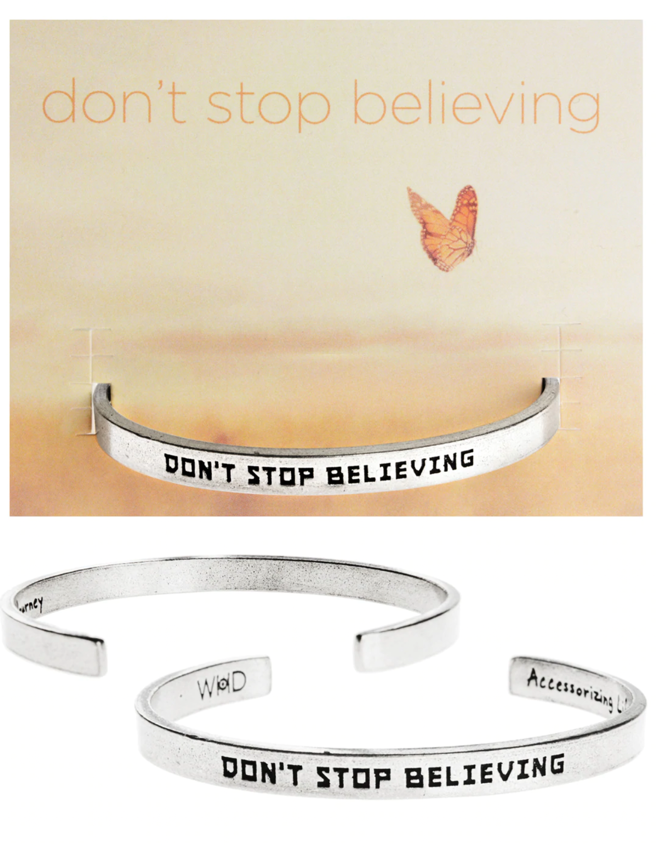 Don't Stop Believing Quotable Cuff Bracelet