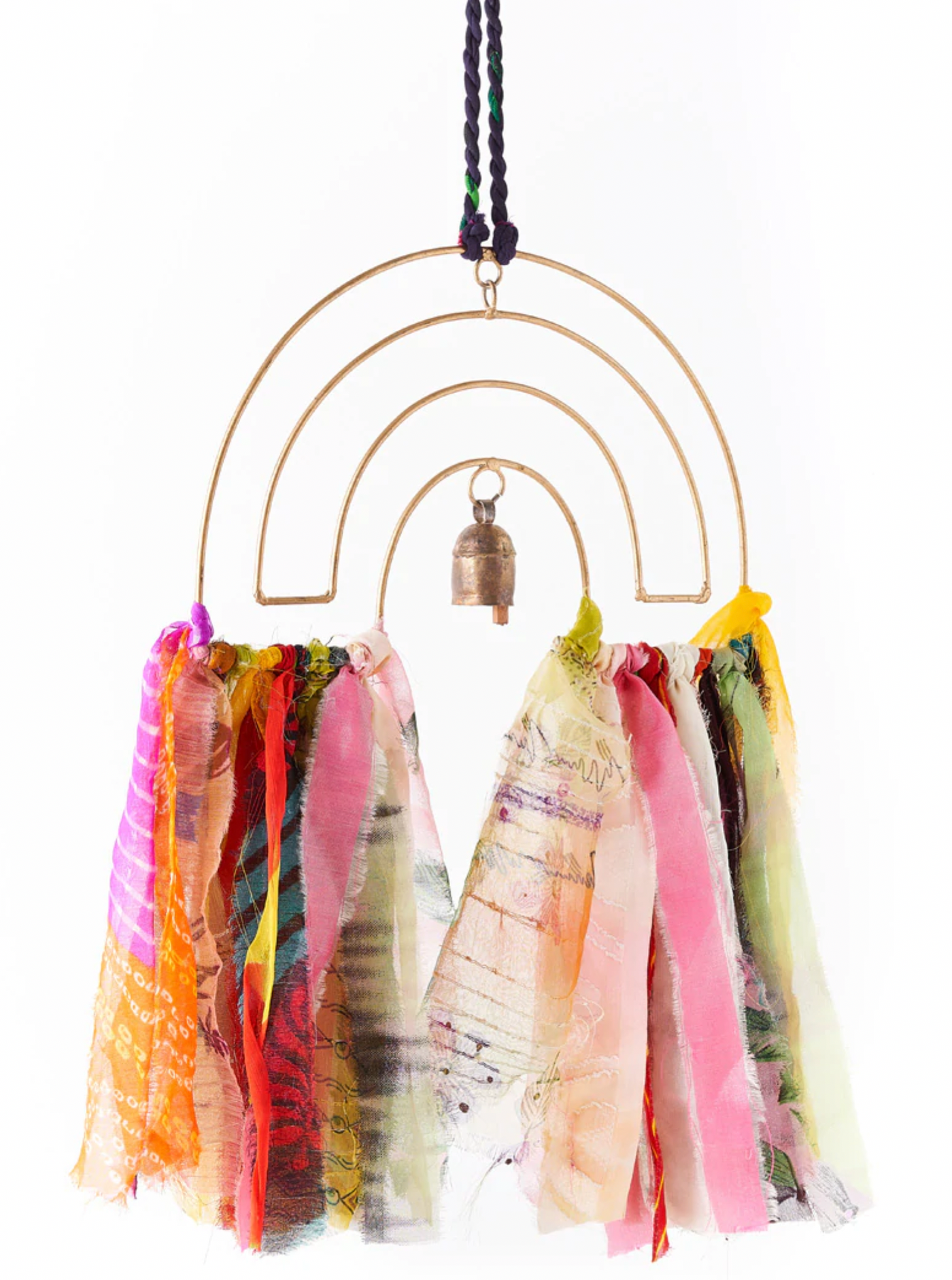 Swapna Upcycled Sari Dream Bell Chime - Rainbow