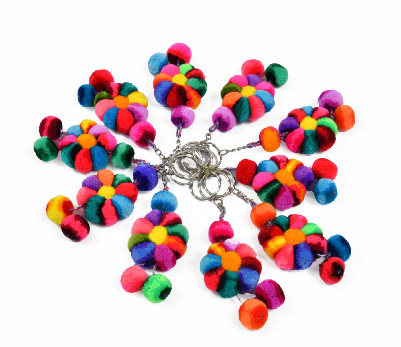 Pom Pom Key Ring Multicolored Keychain