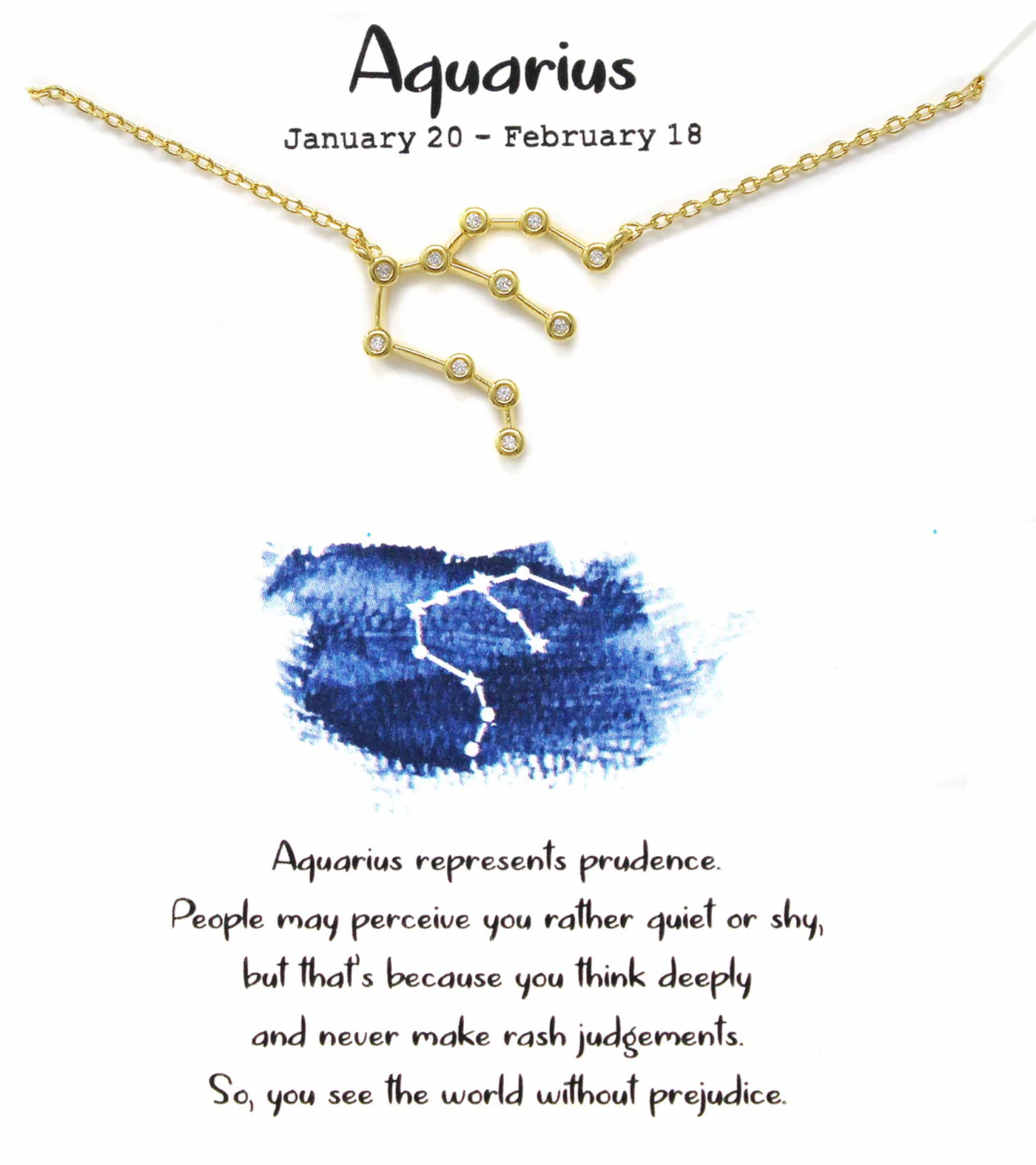 Aquarius Zodiac Sign Necklace January 20 - February 18