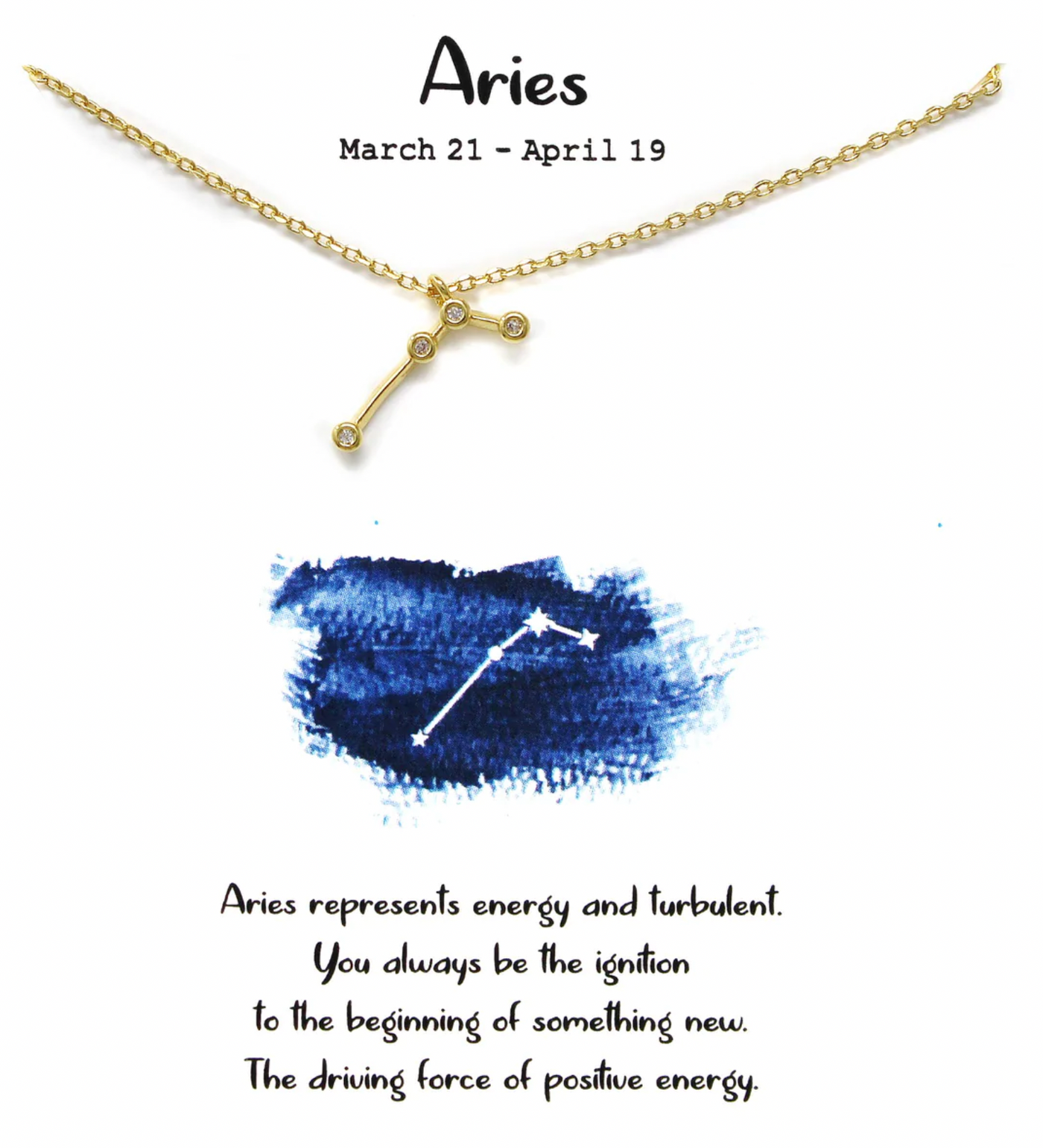 Aries Zodiac Sign Necklace March 21 - April 19