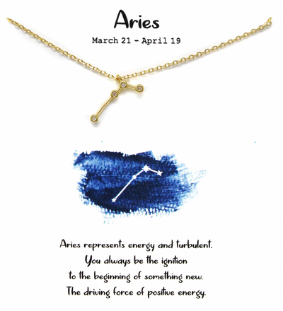 Aries Zodiac Sign Necklace March 21 - April 19