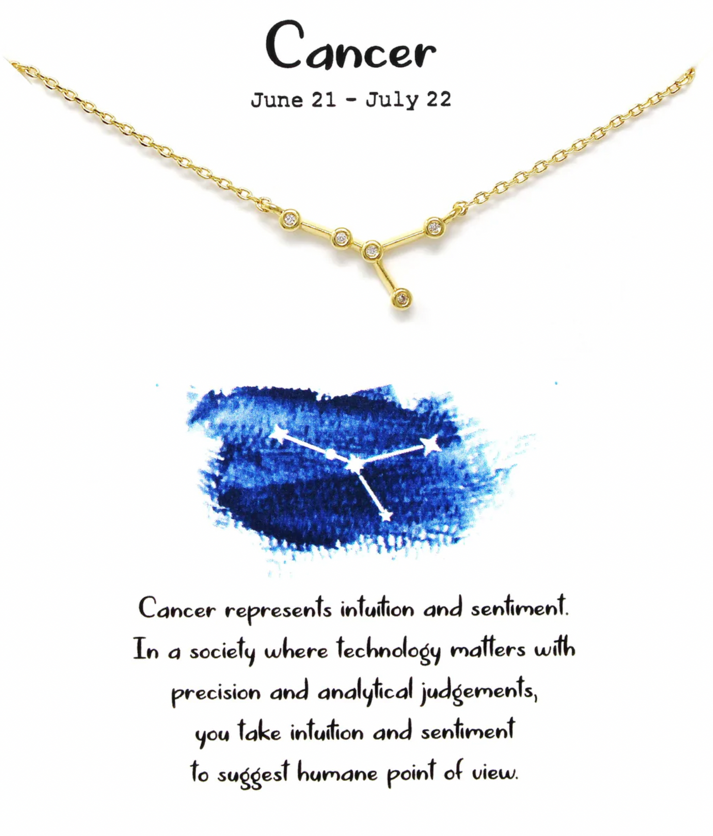 Cancer Zodiac Sign Necklace June 21 - July 22