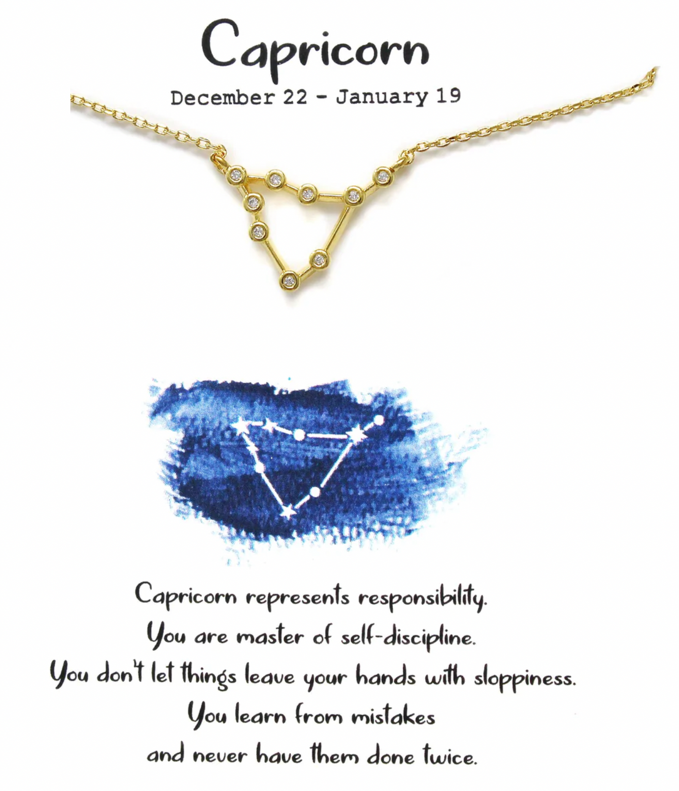 Capricorn Zodiac Sign Necklace December 22 - January 19