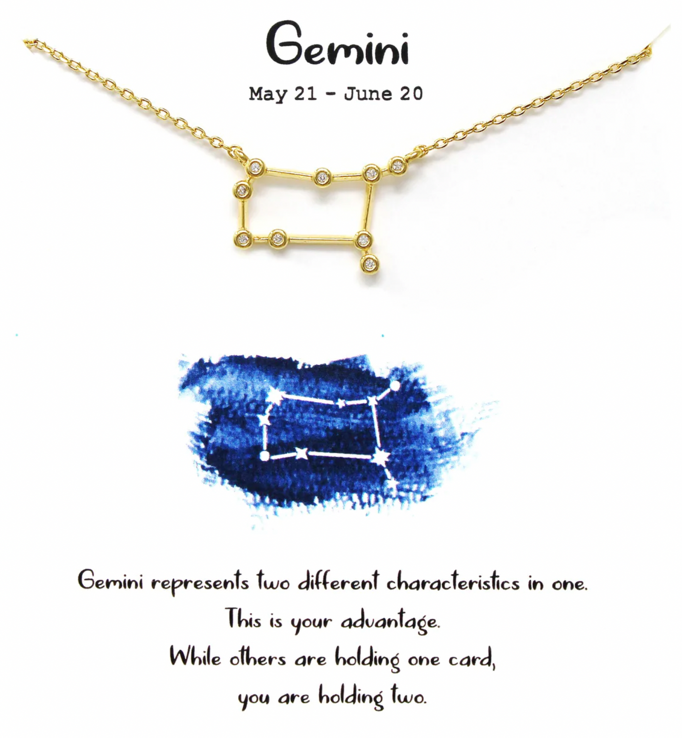 Gemini Zodiac Sign Necklace May 21 - June 20