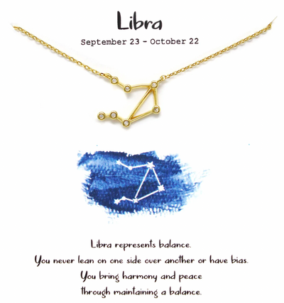 Libra Zodiac Sign Necklace September 23 - October 22
