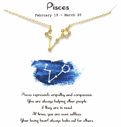 Pisces Zodiac Sign Necklace February 19 - March 20