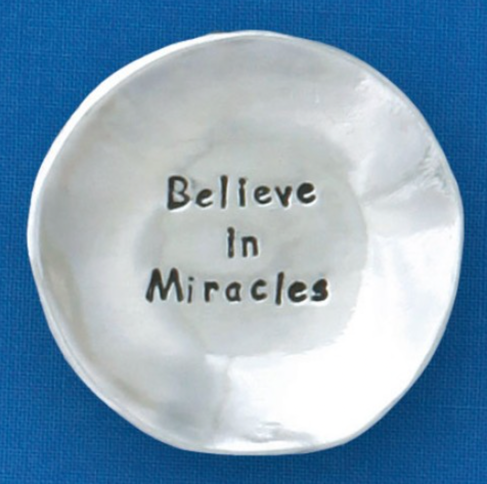BELIEVE IN MIRACLES CHARM BOWL - Pewter