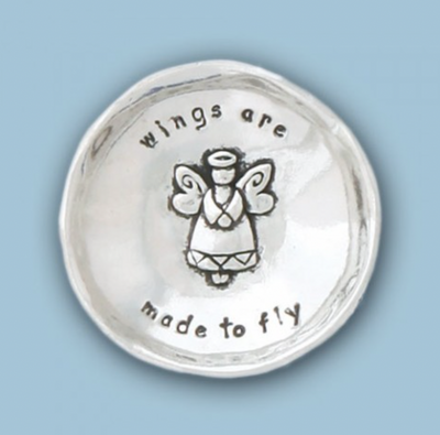 WINGS ARE MADE TO FLY ANGEL CHARM BOWL - Pewter