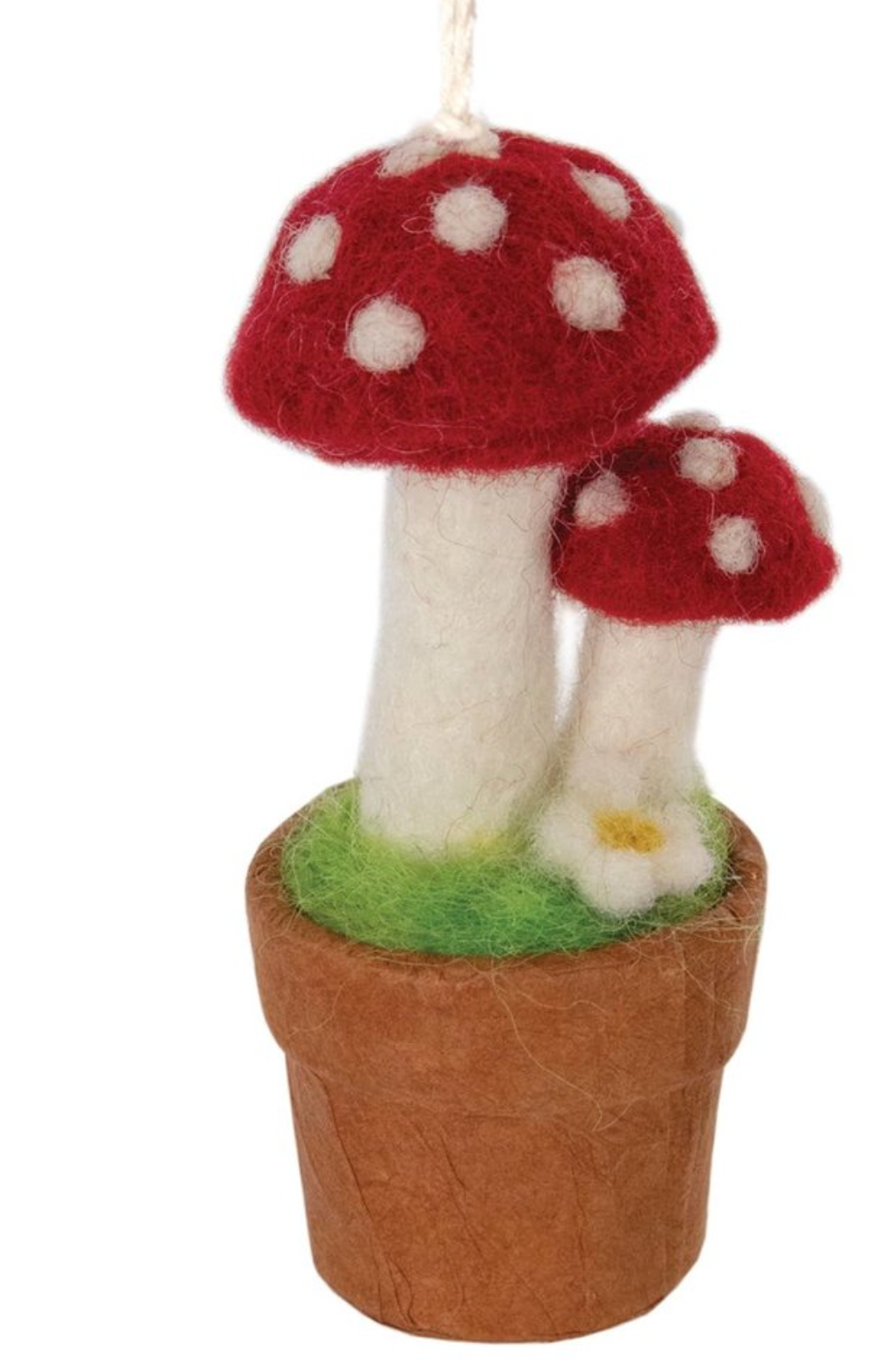 Twin Fairy Mushroom Felt Ornament - Red