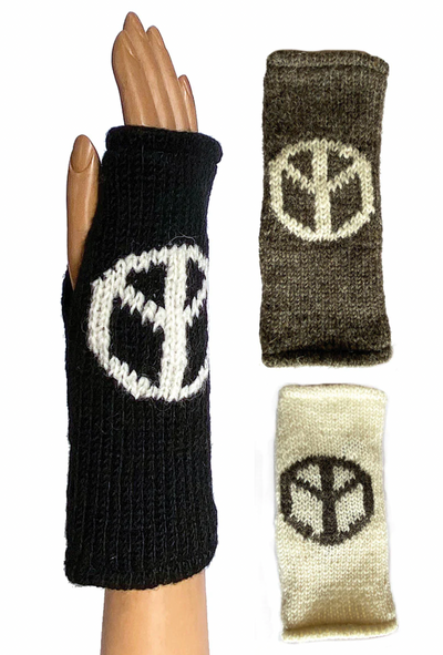Hand Warmer Fingerless Gloves - Peace
