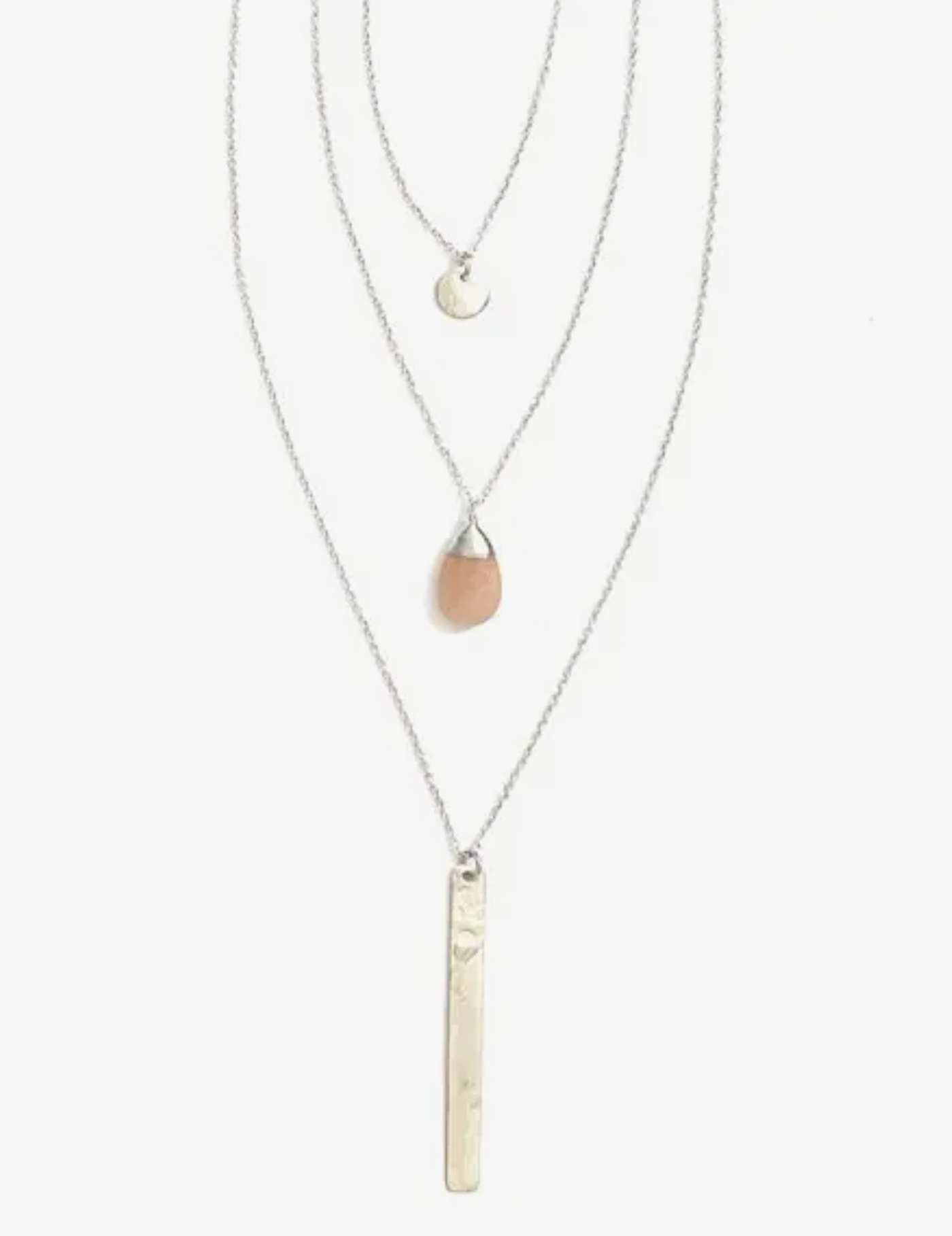 Triple Strand Multi-Way Pendant Necklace - Silver