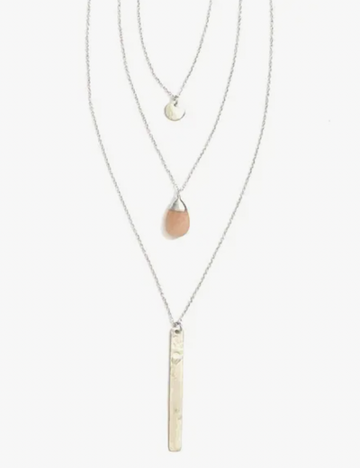 Triple Strand Multi-Way Pendant Necklace - Silver